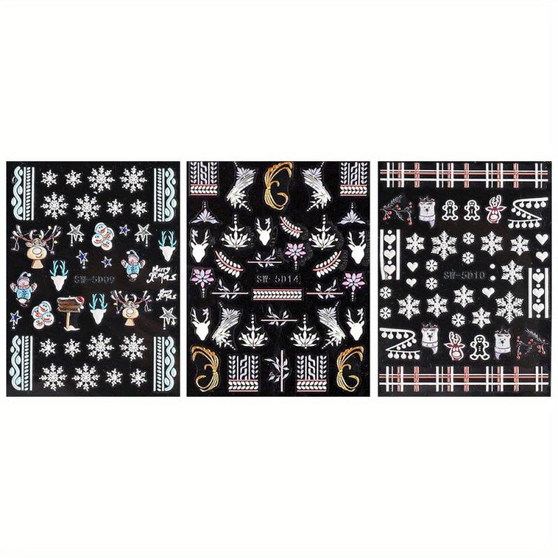 3D Embossed Christmas Nail Art Decals 6 Styles