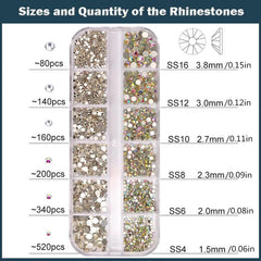 Crystal AB Rhinestones Set with Tweezers & Drill Pen - DIY Nail Art Gems