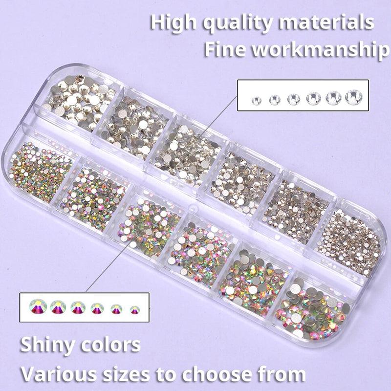 Crystal AB Rhinestones Set with Tweezers & Drill Pen - DIY Nail Art Gems