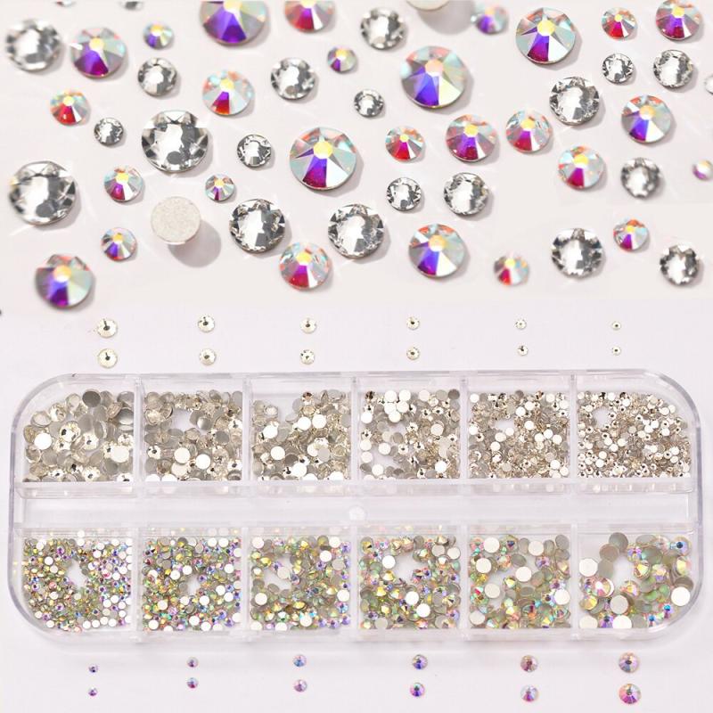 Crystal AB Rhinestones Set with Tweezers & Drill Pen - DIY Nail Art Gems