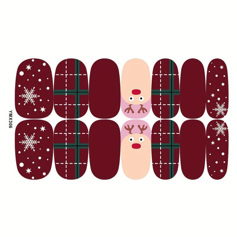8pcs Christmas Nail Polish Stickers Snowflake Snowman Elk Xmas Parties Gel Nail