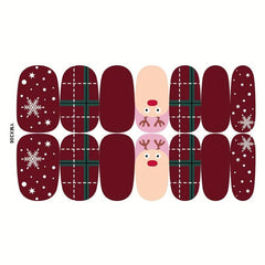 8pcs Christmas Nail Polish Stickers Snowflake Snowman Elk Xmas Parties Gel Nail