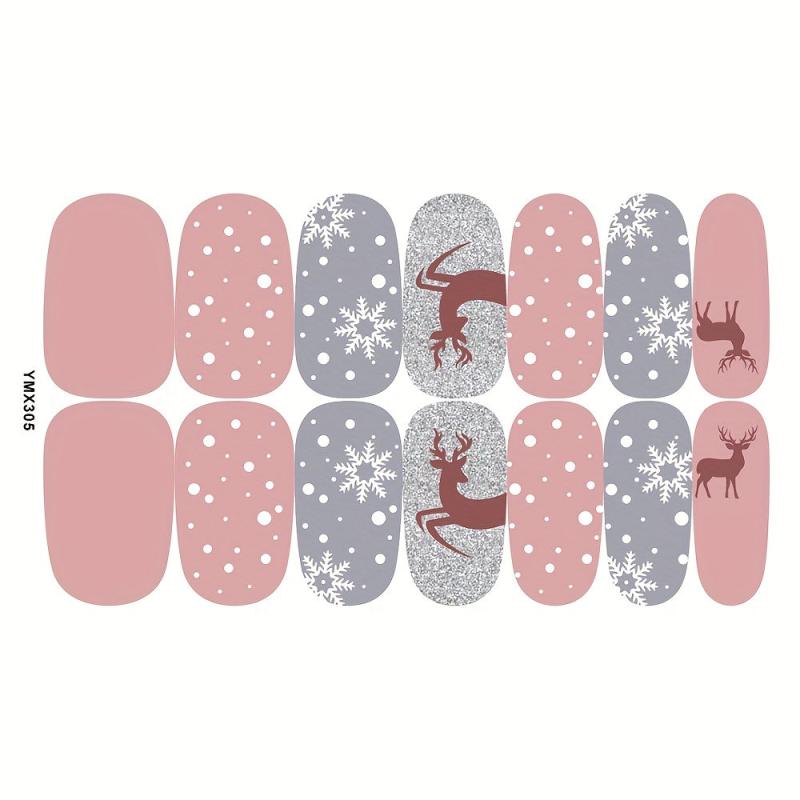 8pcs Christmas Nail Polish Stickers Snowflake Snowman Elk Xmas Parties Gel Nail