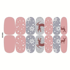 8pcs Christmas Nail Polish Stickers Snowflake Snowman Elk Xmas Parties Gel Nail