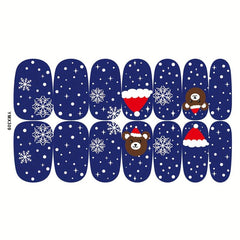 8pcs Christmas Nail Polish Stickers Snowflake Snowman Elk Xmas Parties Gel Nail