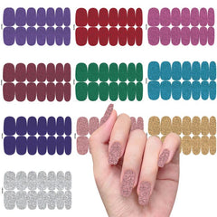 10 Sheets Glitter Nail Polish Stickers Nail Strips Self Adhesive Nail Art Decals