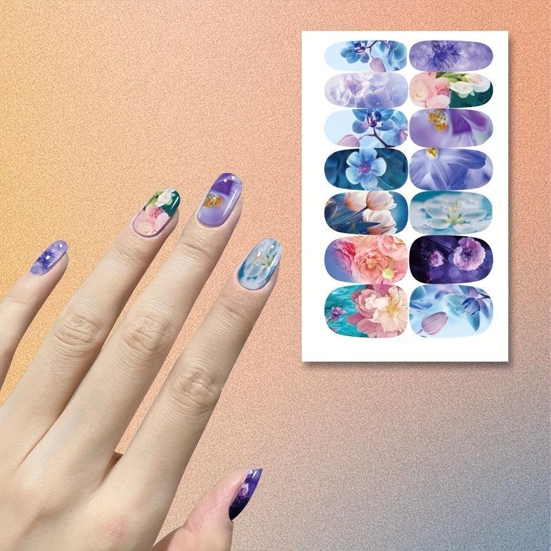 14pcs Stickers Full Wrap Nail Polish Stickers Self Adhesive Nail Decal Strips