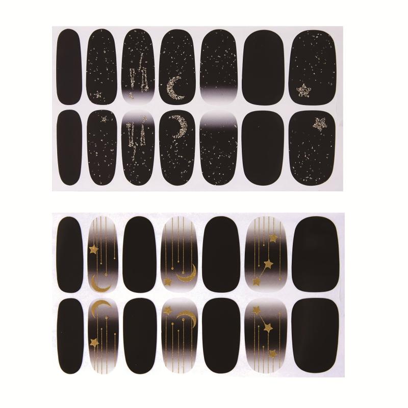 Glittery Nail Polish Stickers Full Wrap Manicure Decal Strips DIY Nail Art Kit