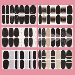 Glittery Nail Polish Stickers Full Wrap Manicure Decal Strips DIY Nail Art Kit
