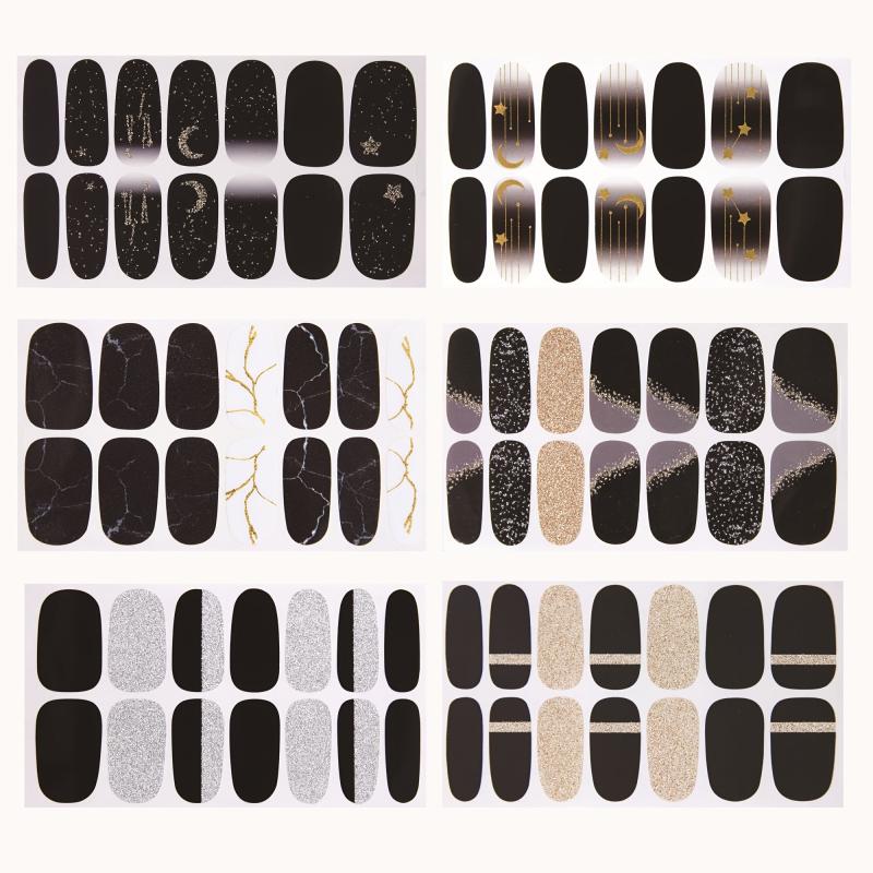 Glittery Nail Polish Stickers Full Wrap Manicure Decal Strips DIY Nail Art Kit