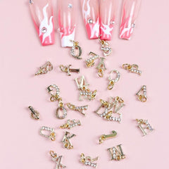 26pcs English Letter Nail Charms Rhinestones DIY Nail Art Accessories
