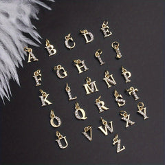 26pcs English Letter Nail Charms Rhinestones DIY Nail Art Accessories