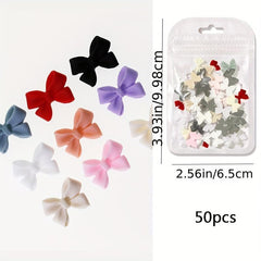 50 pcs 3D Bow Knot Nail Art Charms Mixed Styles for Creative Manicures
