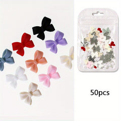 50 pcs 3D Bow Knot Nail Art Charms Mixed Styles for Creative Manicures
