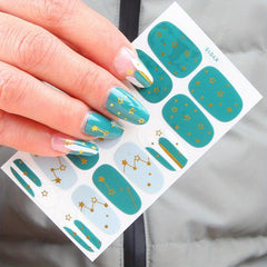 Y2K Green Nail Polish Stickers Self Adhesive Nail Art Decal Strips