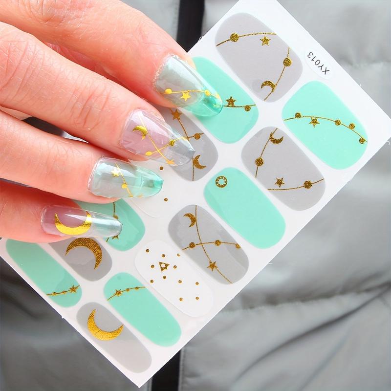 Y2K Green Nail Polish Stickers Self Adhesive Nail Art Decal Strips