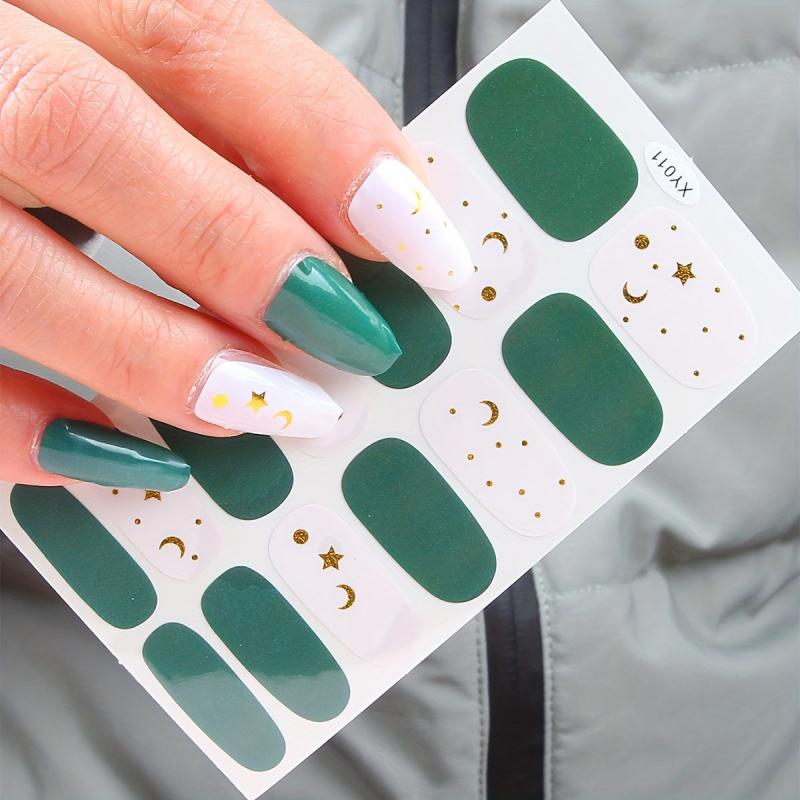 Y2K Green Nail Polish Stickers Self Adhesive Nail Art Decal Strips