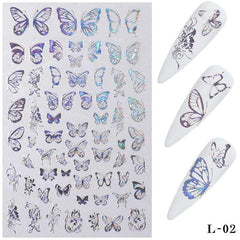 Golden Silvery 3D Butterfly Nail Art Stickers Adhesive Sliders DIY