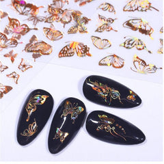 Golden Silvery 3D Butterfly Nail Art Stickers Adhesive Sliders DIY