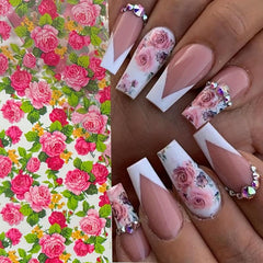 3D Roses Nail Foil Transfer Sticker Decals