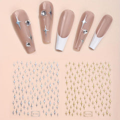 2 Sheets 3D Silver Star Nail Art Stickers Glitter Decals Self Adhesive