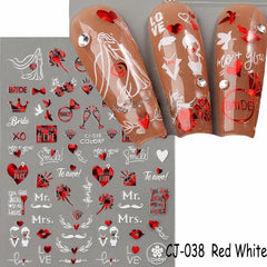 3D Heart & Rose Nail Stickers - Add Glamour to Your Manicure!
