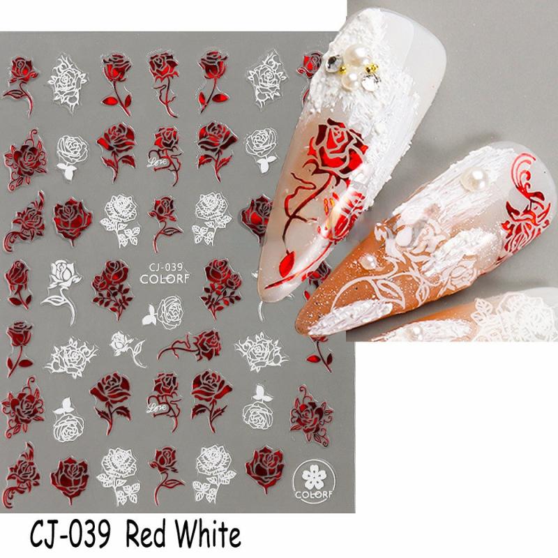 3D Heart & Rose Nail Stickers - Add Glamour to Your Manicure!