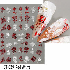 3D Heart & Rose Nail Stickers - Add Glamour to Your Manicure!