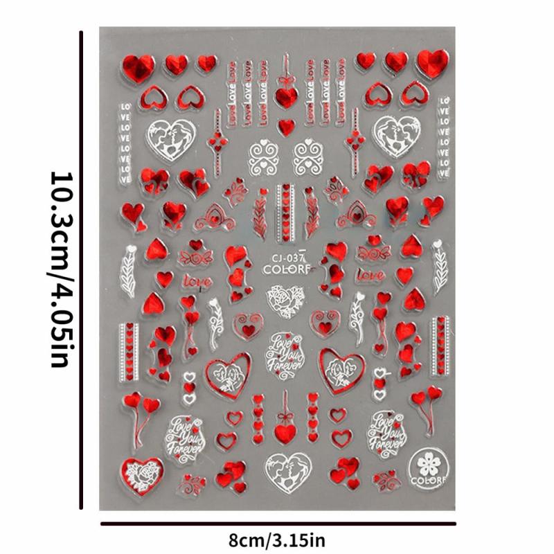 3D Heart & Rose Nail Stickers - Add Glamour to Your Manicure!