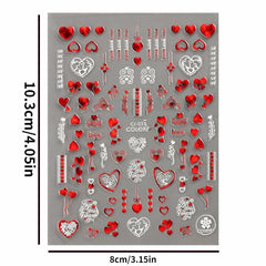3D Heart & Rose Nail Stickers - Add Glamour to Your Manicure!