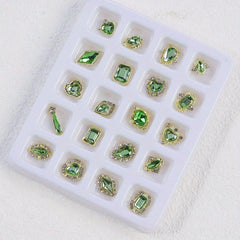 3D Alloy Nail Charms with Rhinestones - DIY Nail Art - Golden Pink Green