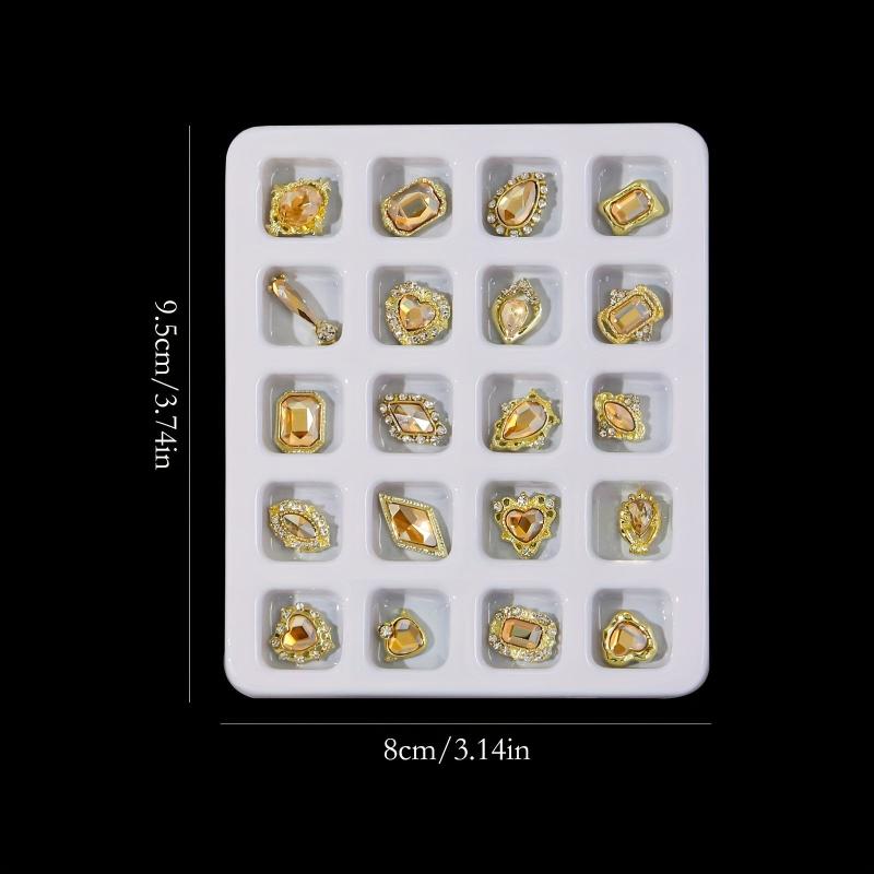3D Alloy Nail Charms with Rhinestones - DIY Nail Art - Golden Pink Green