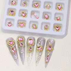 3D Alloy Nail Charms with Rhinestones - DIY Nail Art - Golden Pink Green