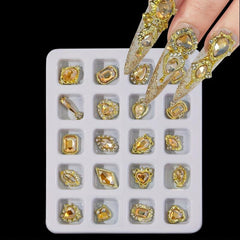 3D Alloy Nail Charms with Rhinestones - DIY Nail Art - Golden Pink Green