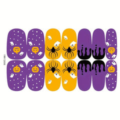 11 Sheets Halloween Nail Wraps Art Stickers Pumpkin Bat Ghost Spider Pattern
