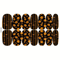 11 Sheets Halloween Nail Wraps Art Stickers Pumpkin Bat Ghost Spider Pattern