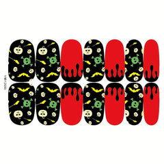 11 Sheets Halloween Nail Wraps Art Stickers Pumpkin Bat Ghost Spider Pattern