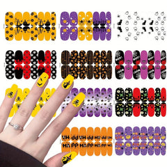 11 Sheets Halloween Nail Wraps Art Stickers Pumpkin Bat Ghost Spider Pattern