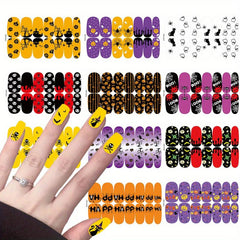 11 Sheets Halloween Nail Wraps Art Stickers Pumpkin Bat Ghost Spider Pattern