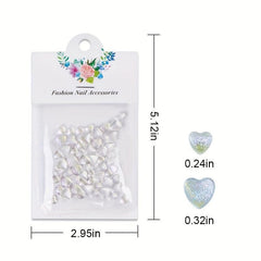 50 pcs Holographic Heart Nail Decorations Reflective Cat Eye Charms for Nail Art