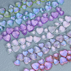 50 pcs Holographic Heart Nail Decorations Reflective Cat Eye Charms for Nail Art