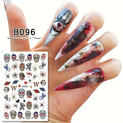 Halloween Nail Art Stickers Skull Spider Bloody Eyeball Ghost Nail Decals