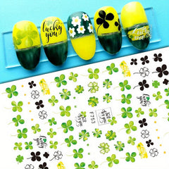 St Patrick's Nail Art Stickers Shamrock Nail Decal Green Lucky Clover