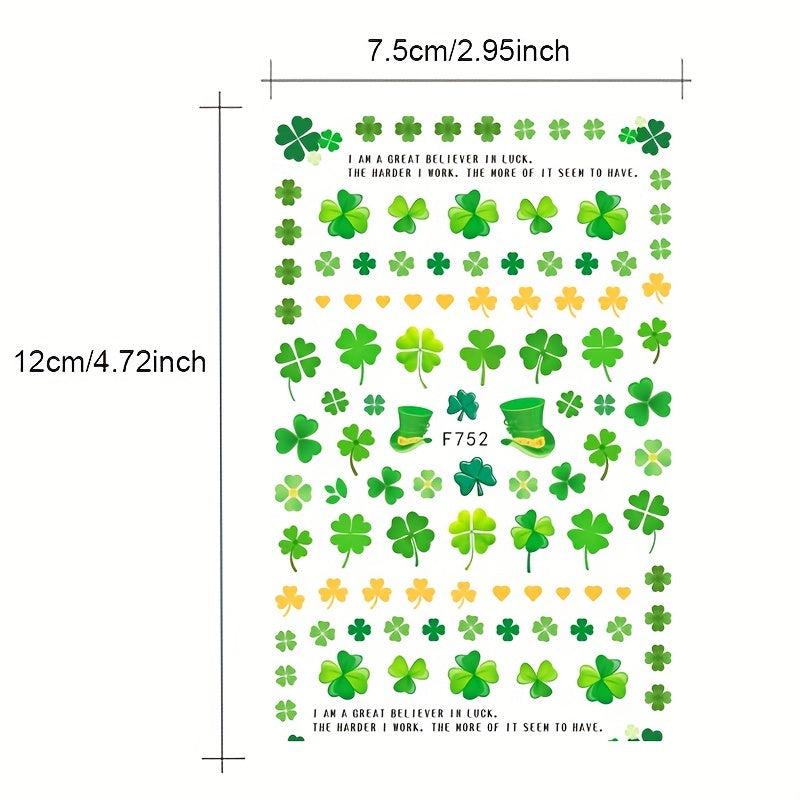 St Patrick's Nail Art Stickers Shamrock Nail Decal Green Lucky Clover