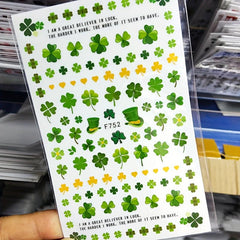 St Patrick's Nail Art Stickers Shamrock Nail Decal Green Lucky Clover