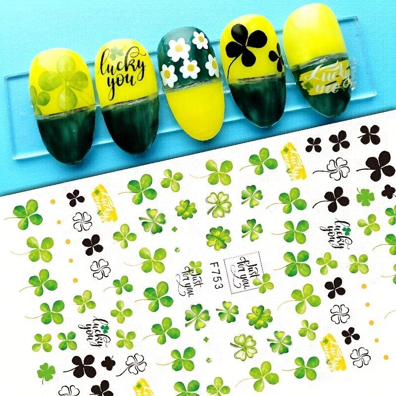 St Patrick's Nail Art Stickers Shamrock Nail Decal Green Lucky Clover