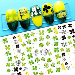 St Patrick's Nail Art Stickers Shamrock Nail Decal Green Lucky Clover