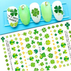 St Patrick's Nail Art Stickers Shamrock Nail Decal Green Lucky Clover