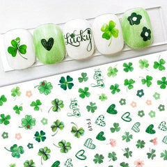 St Patrick's Nail Art Stickers Shamrock Nail Decal Green Lucky Clover