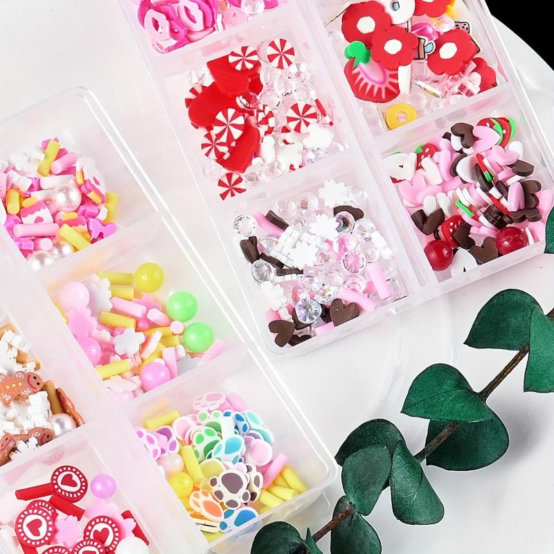 Christmas Nail Art Set Resin Snowflake Heart Star Charms Beads Accessories